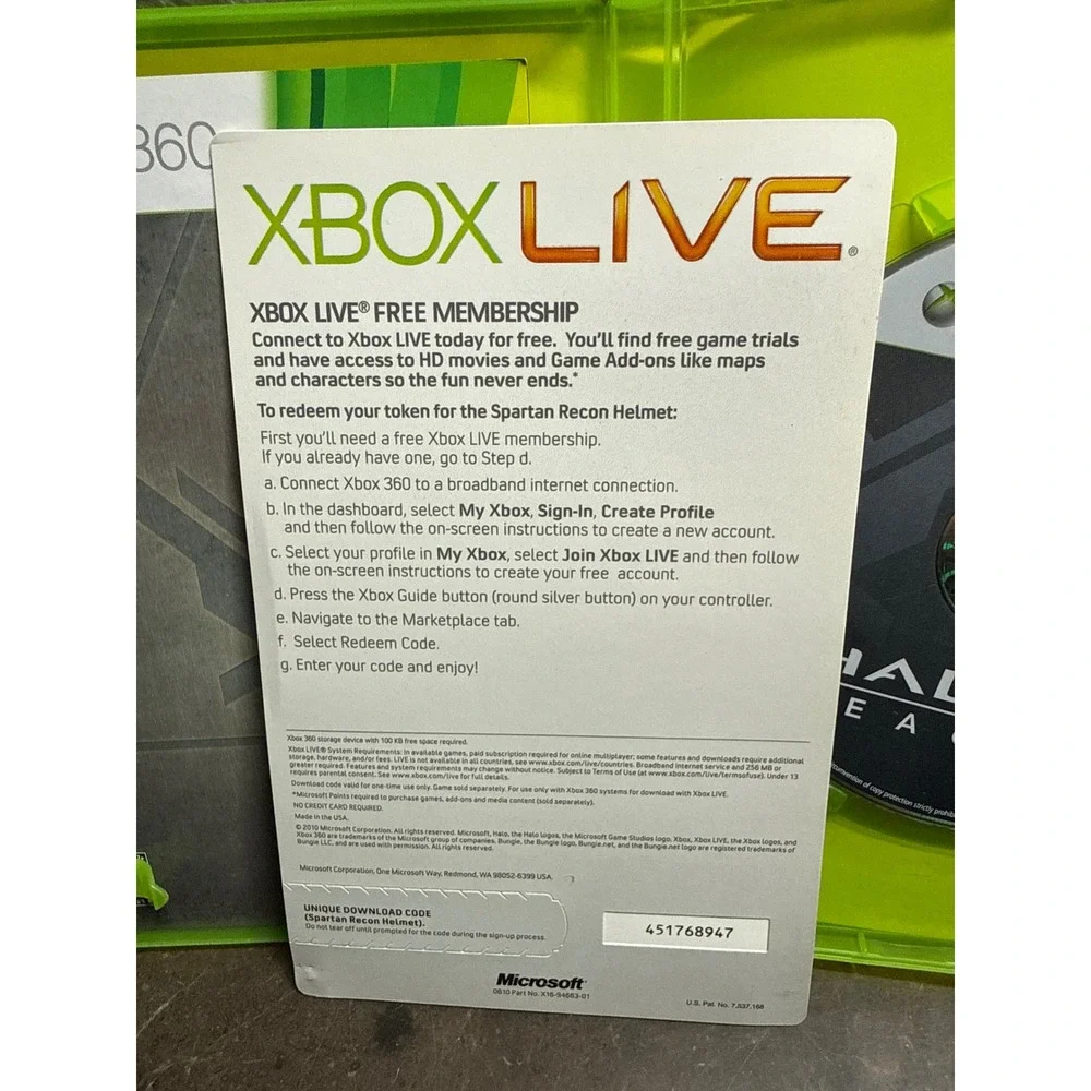 Microsoft Halo Reach Xbox 360 First Person Shooter Bungie 2010